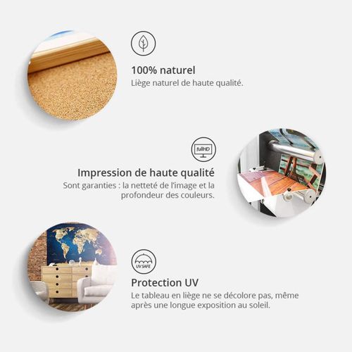 Tableau En Liège Colourful Travels (3 Parts) 90 X 60 Cm Beige