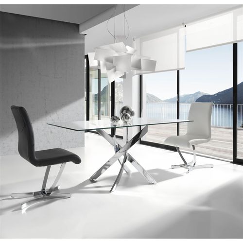 Table à Manger Métal Argent 160x95x75cm