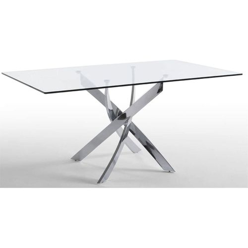 Table à Manger Métal Argent 180x95x75cm