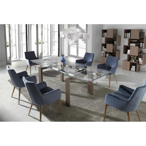 Table à Diner Verre Bois Foncé 240x90x75cm