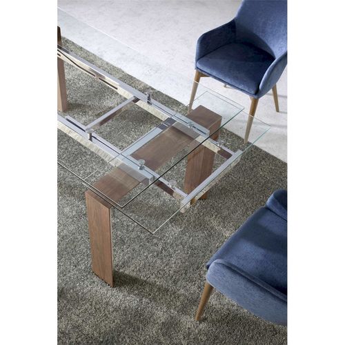 Table à Diner Verre Bois Foncé 240x90x75cm