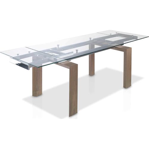 Table à Diner Verre Bois Foncé 240x90x75cm