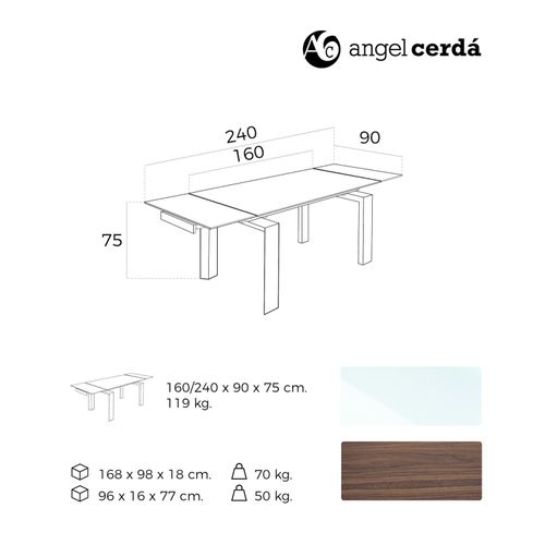 Table à Diner Verre Bois Foncé 240x90x75cm