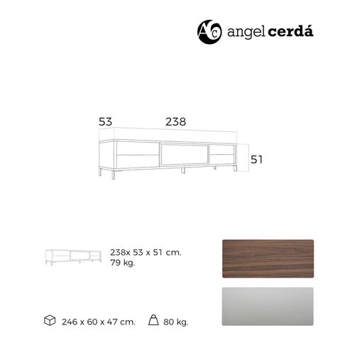 Meuble TV Bois Foncé 238x53x51cm