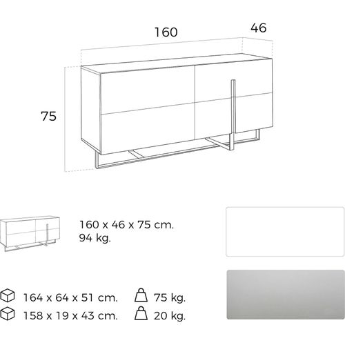 Buffet Bois Blanc 160x46x75cm
