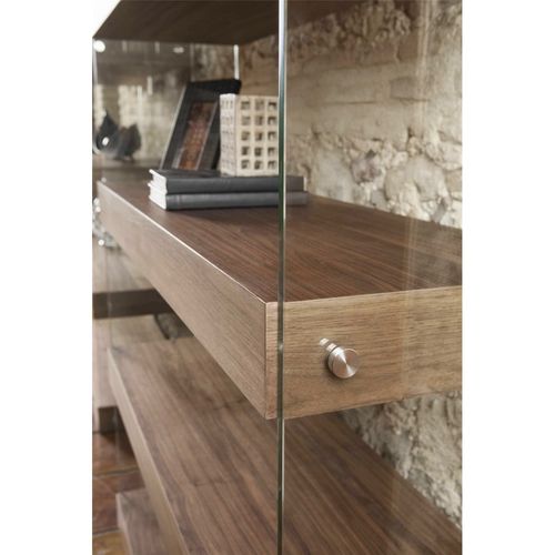 Étagère Verre Bois Foncé 122x38x183cm