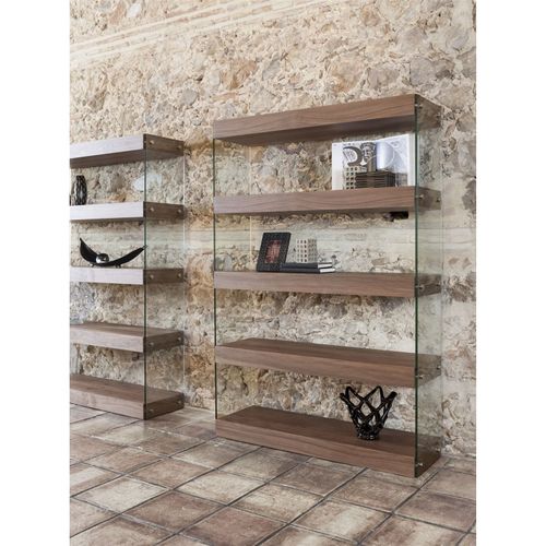 Étagère Verre Bois Foncé 122x38x183cm