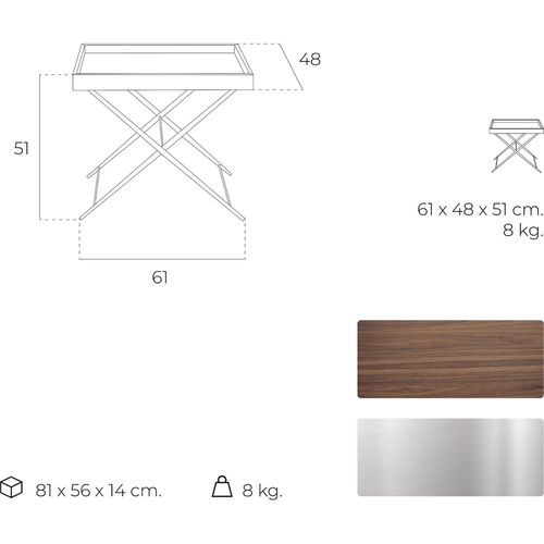 Table D’appoint Bois Foncé 61x48x51cm
