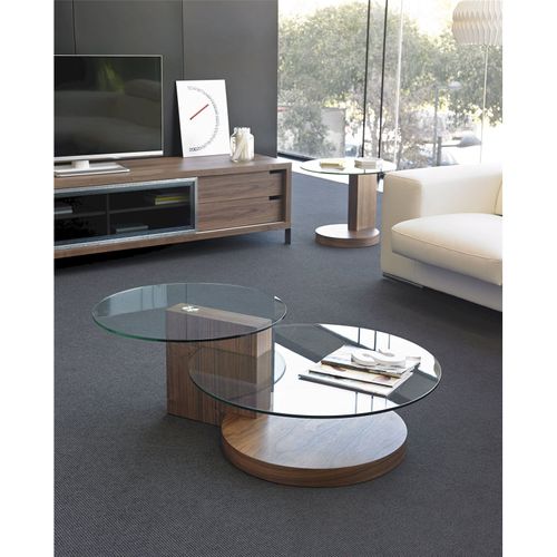 Table D’appoint Verre Bois Foncé 60x60x48cm