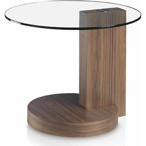 Table D’appoint Verre Bois Foncé 60x60x48cm