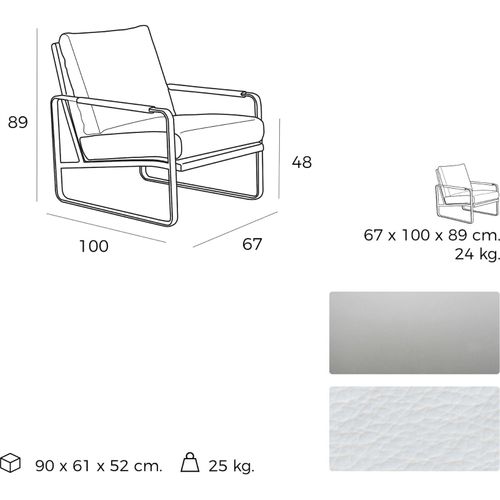 Fauteuil Simili-cuir Blanc 67x100x89cm