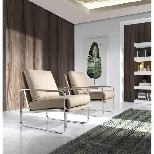 Fauteuil Simili-cuir Beige 67x100x89cm