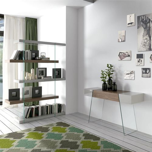 Table D’appoint Verre Bois Foncé 120x40x73cm