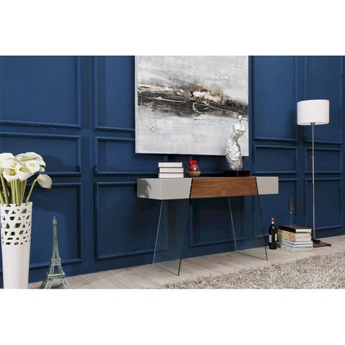 Table D’appoint Verre Bois Foncé 120x40x73cm