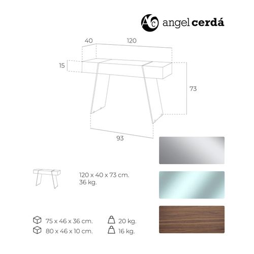 Table D’appoint Verre Bois Foncé 120x40x73cm