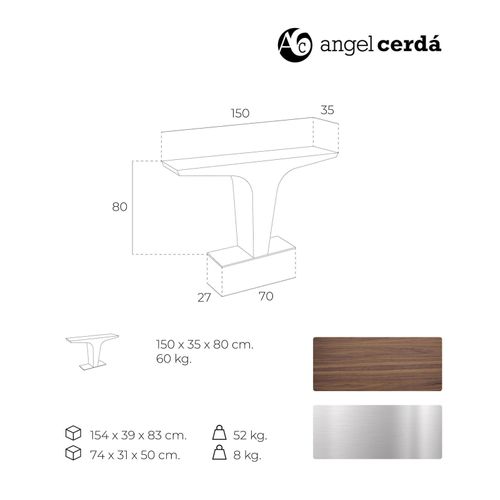 Table D’appoint Bois Foncé 150x35x80cm