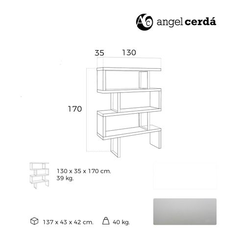 Étagère Bois Blanc 130x35x170cm