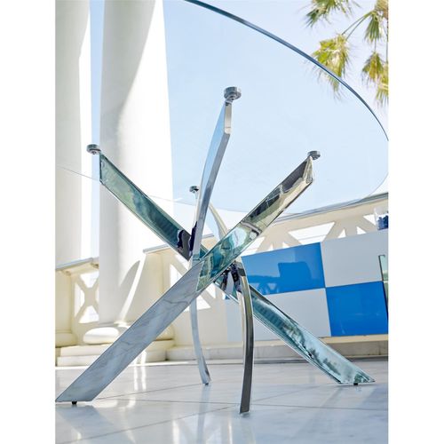 Table à Manger Métal Argent 120x120x75cm