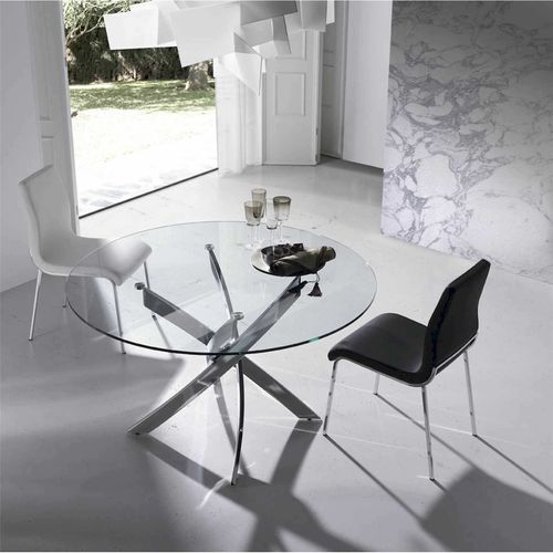 Table à Manger Métal Argent 140x140x75cm