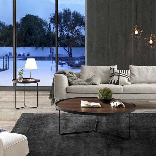 Table Basse Bois Foncé 100x100x35cm