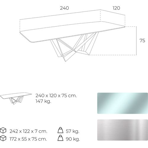 Table Métal Transparent 240x120x75cm