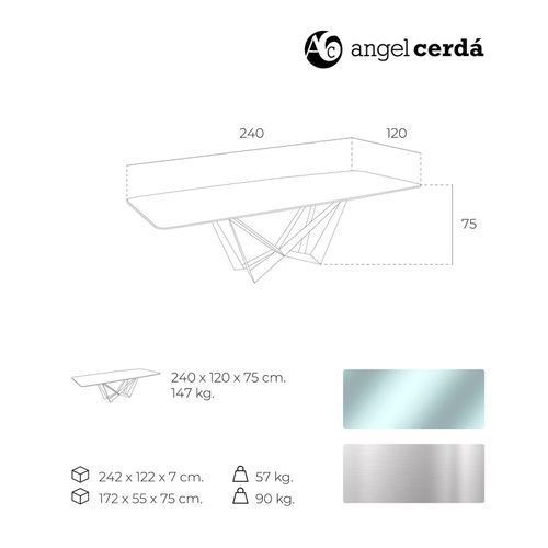 Table Métal Transparent 240x120x75cm