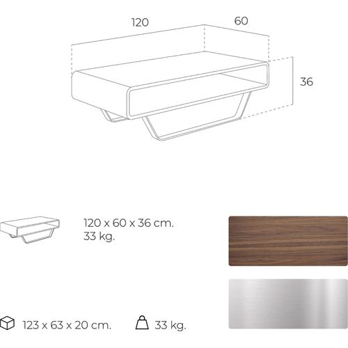 Table Basse Bois Foncé 120x60x36cm