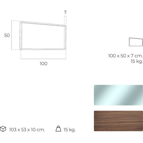 Miroir Bois Foncé 100x50x7cm