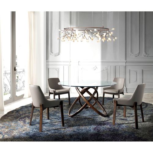 Table à Manger Verre Bois Foncé 140x140x75cm