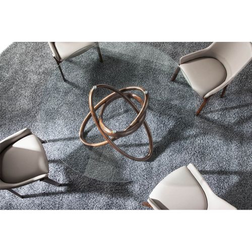 Table à Manger Verre Bois Foncé 140x140x75cm