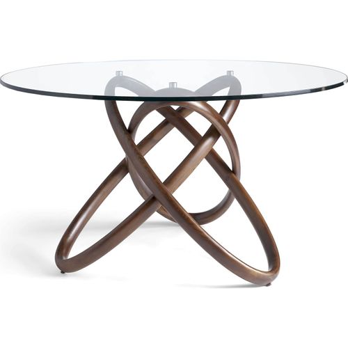 Table à Manger Verre Bois Foncé 140x140x75cm