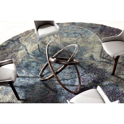 Table à Manger Verre Bois Foncé 140x140x75cm