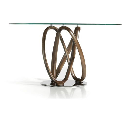 Table à Diner Verre Bois Foncé 130x130x78cm