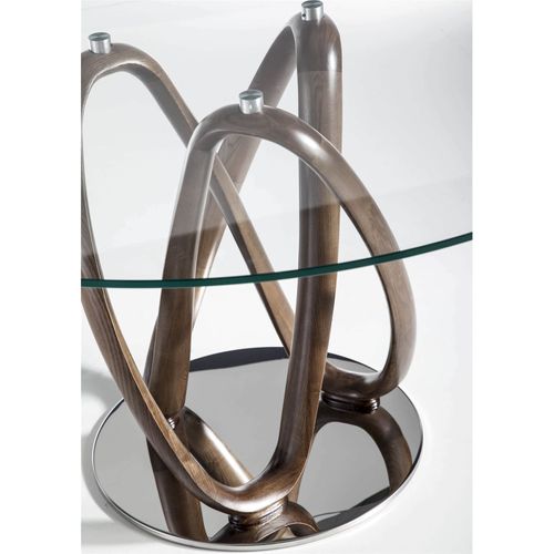 Table à Diner Verre Bois Foncé 120x120x78cm