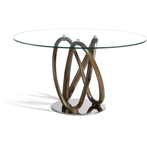 Table à Diner Verre Bois Foncé 120x120x78cm
