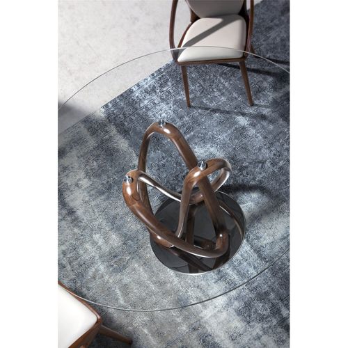 Table à Diner Verre Bois Foncé 120x120x78cm