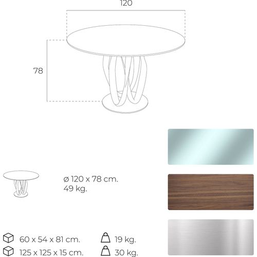 Table à Diner Verre Bois Foncé 120x120x78cm