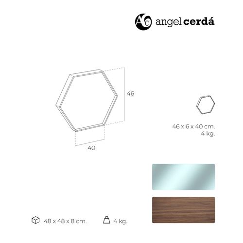 Miroir Bois Foncé 46x40x6cm
