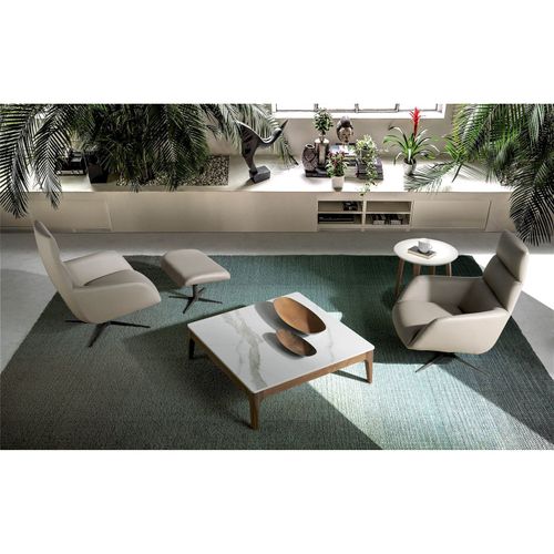 Table Basse Marbre Bois Foncé 100x100x30cm