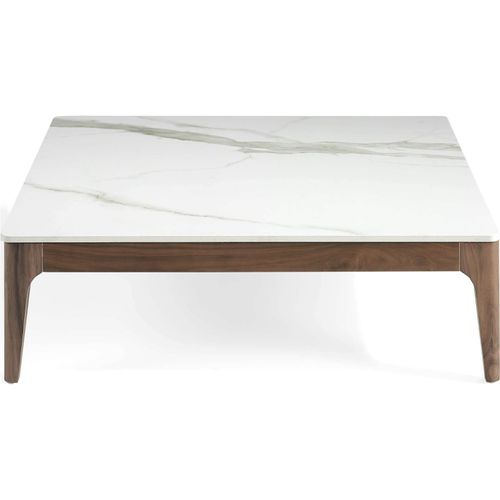 Table Basse Marbre Bois Foncé 100x100x30cm