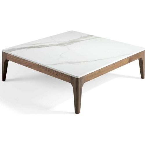 Table Basse Marbre Bois Foncé 100x100x30cm