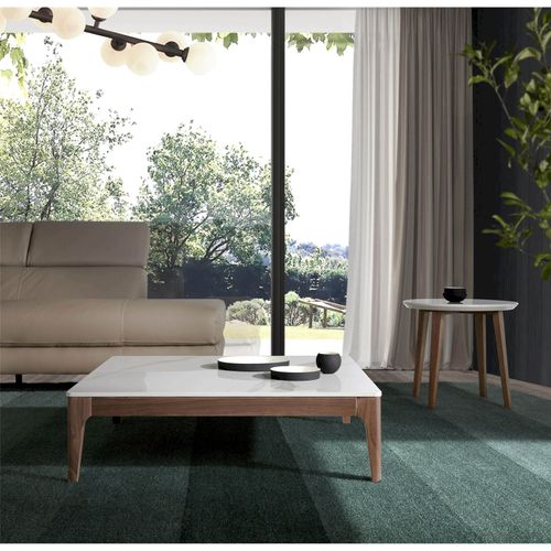 Table Basse Marbre Bois Foncé 100x100x30cm