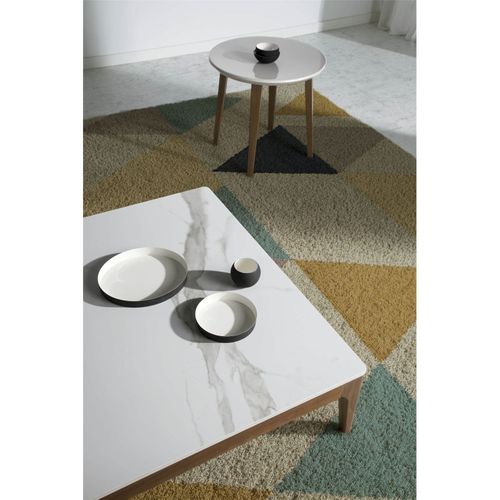 Table Basse Marbre Bois Foncé 100x100x30cm