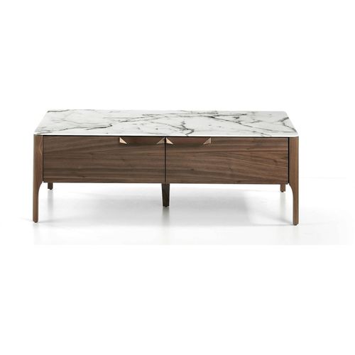 Table Basse Marbre Bois Foncé 120x60x40cm