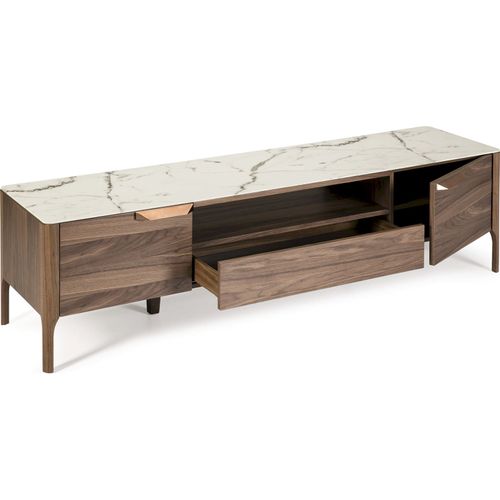 Meuble TV Marbre Bois Foncé 180x45x50cm