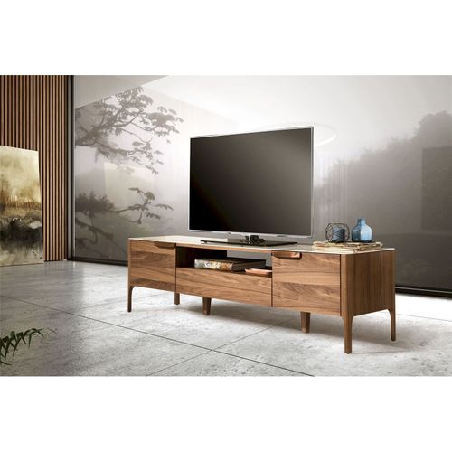Meuble TV Marbre Bois Foncé 180x45x50cm