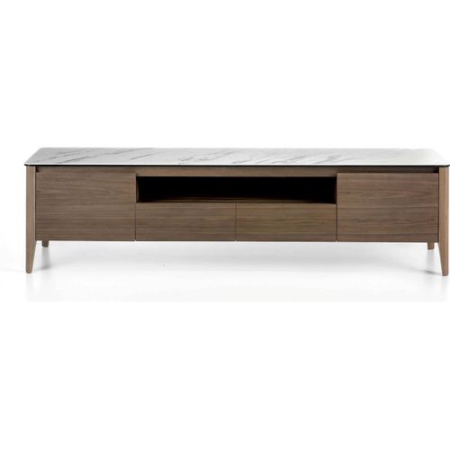 Meuble TV Marbre Bois Foncé 200x45x51cm