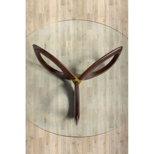 Table Basse Verre Bois Foncé 120x120x38cm