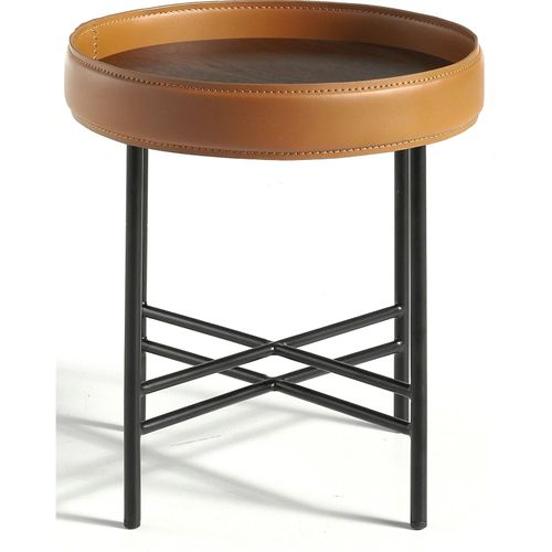 Table Basse Cuir Marron 42x42x45cm