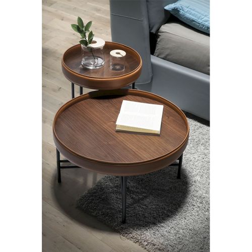 Table Basse Cuir Marron 42x42x45cm